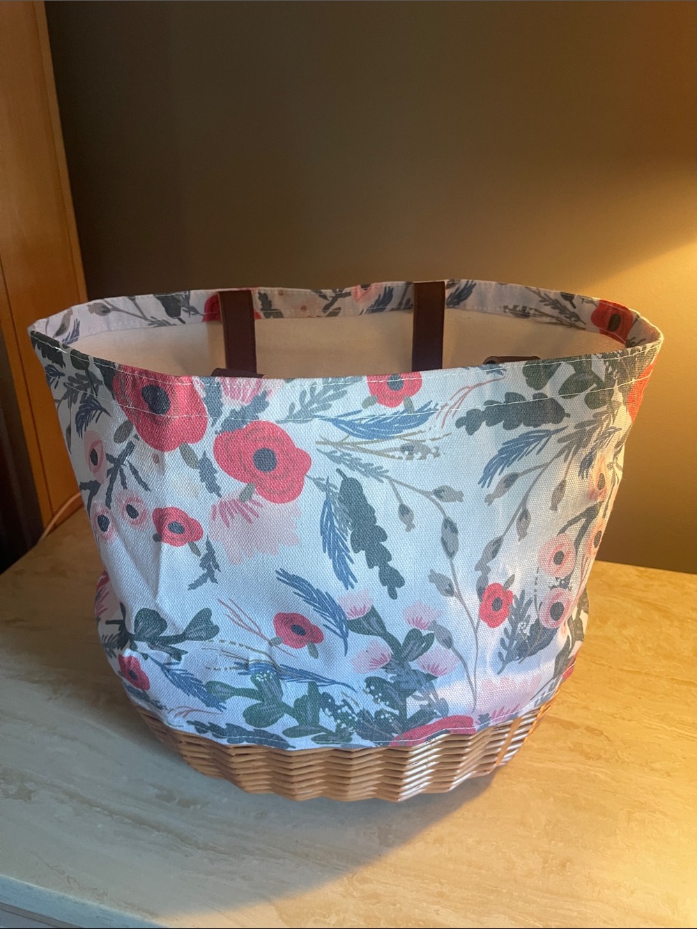 Picnic Time Floral Canvas Tote Bag with Woven Base - Pink Floral 🌺